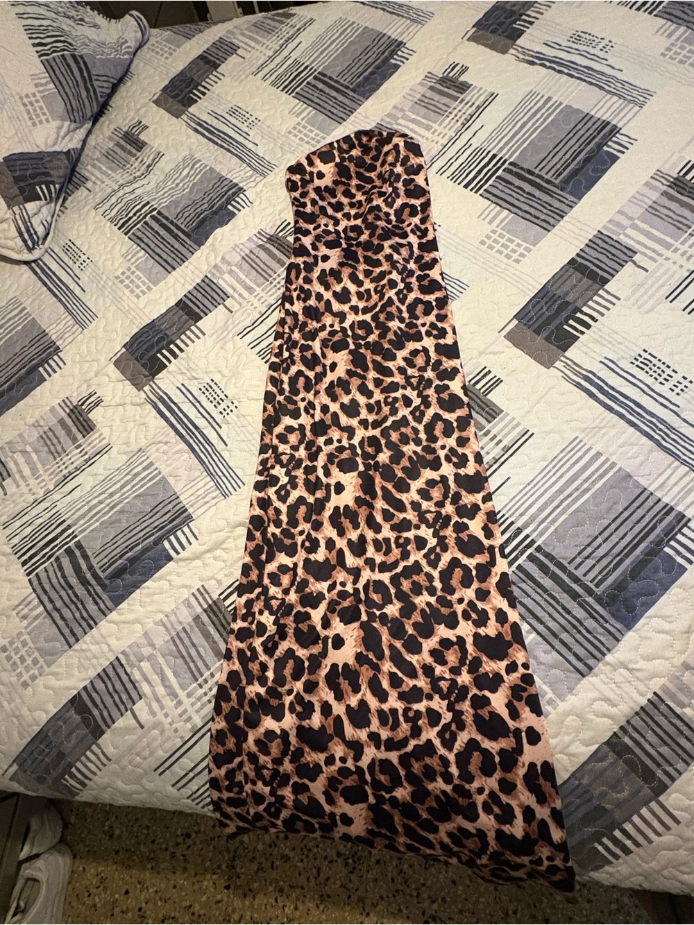 Sexy Leopard Print Backless Maxi Dress Lace-Up